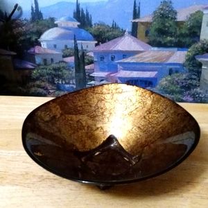 🇮🇹🏤 HANDMADE DECOR GLASS 🌇🗻ART BOWL,MADE IN ITALY,SIZE 9"×4".